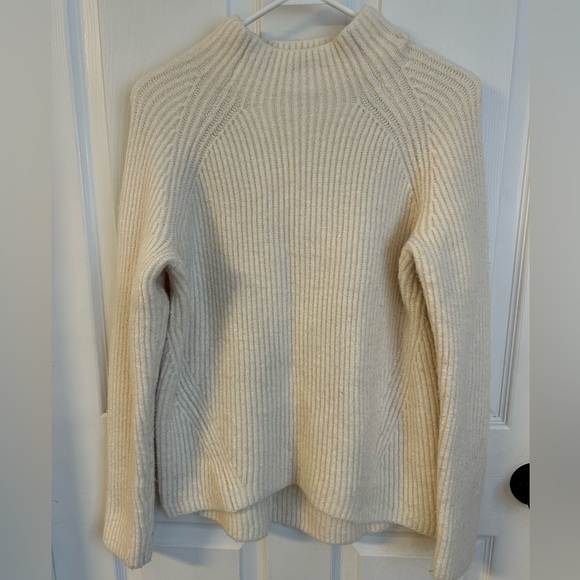 Madewell Northfield Mockneck Sweater Women's Medium Antique Cream Ribbed Soft - Picture 14 of 14